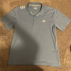 Adidas Men's Light Blue Polo with White Accents